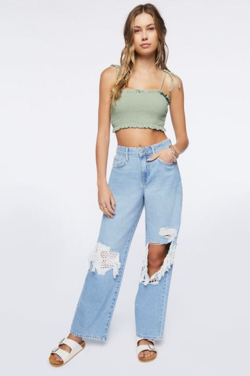 Jeans Forever 21 Recycled Cotton High Rise Directo Mujer Azules | 926pVRu790K