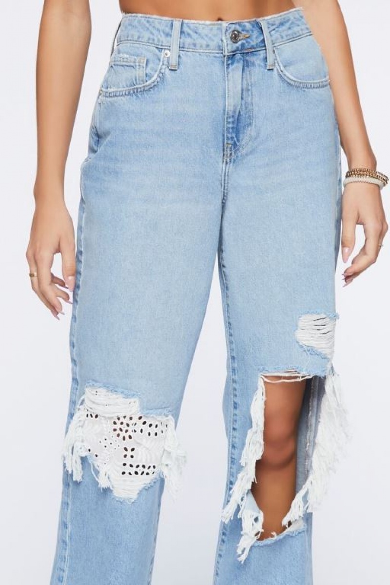 Jeans Forever 21 Recycled Cotton High Rise Directo Mujer Azules | 926pVRu790K