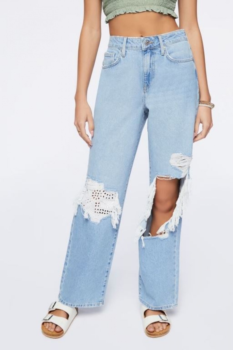 Jeans Forever 21 Recycled Cotton High Rise Directo Mujer Azules | 926pVRu790K