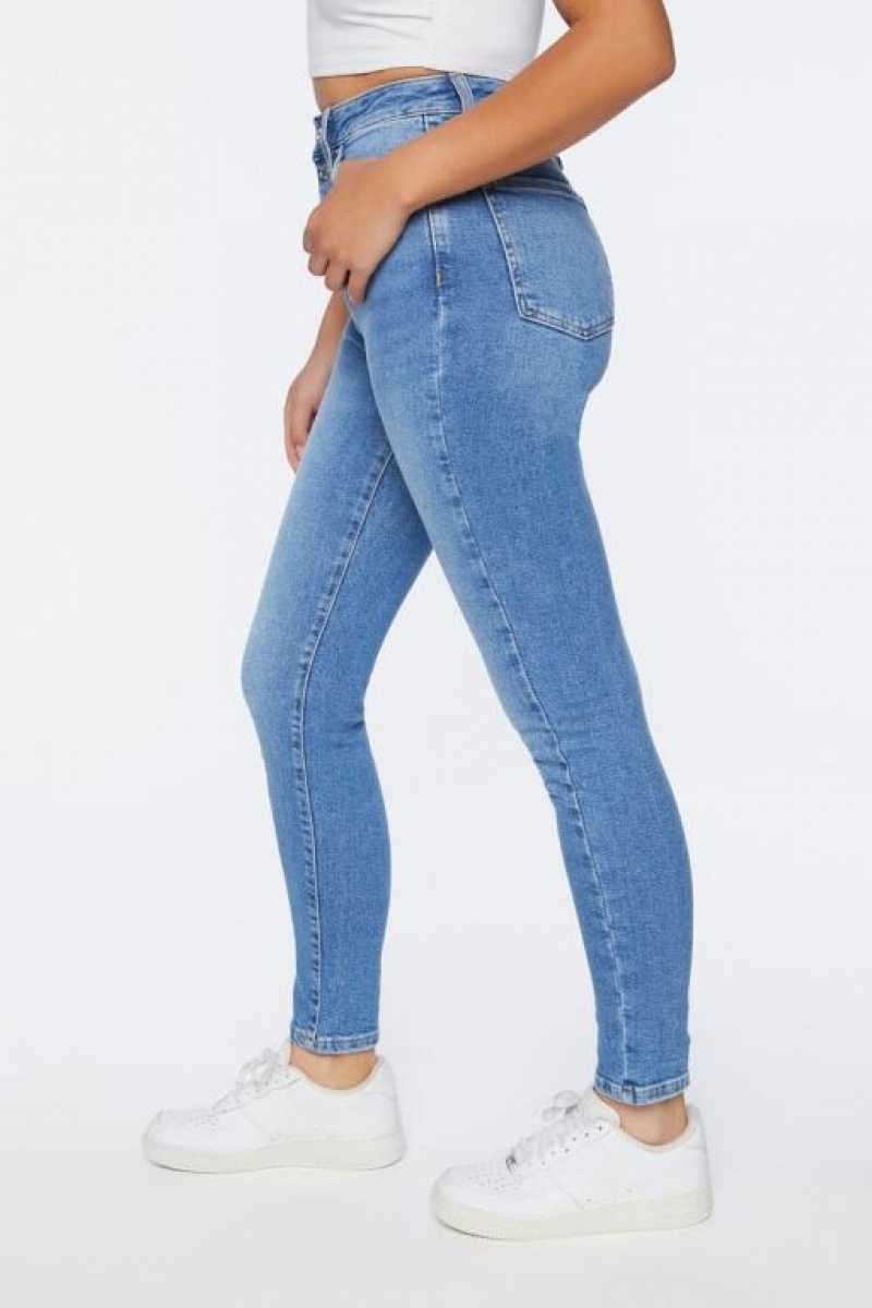 Jeans Forever 21 Recycled Cotton High Rise Flaco Mujer Azules | SpQHyrvwqwa