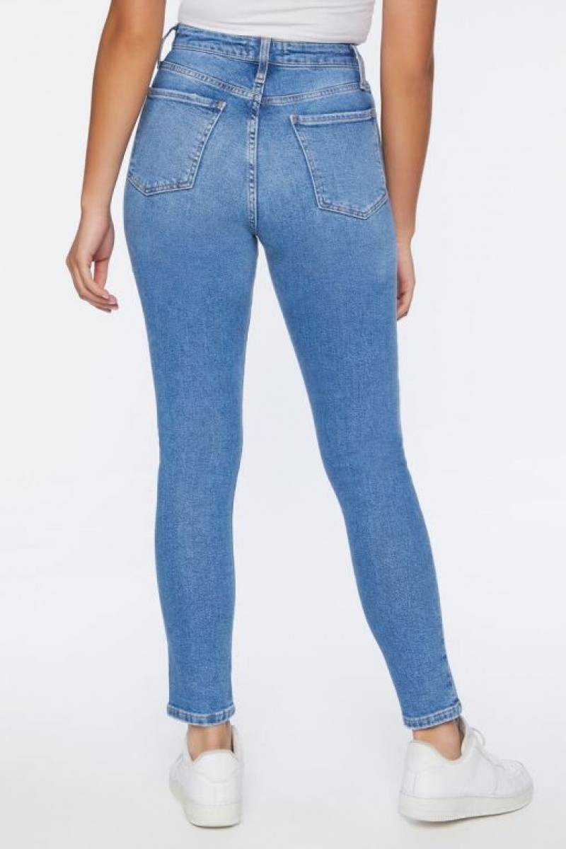 Jeans Forever 21 Recycled Cotton High Rise Flaco Mujer Azules | SpQHyrvwqwa