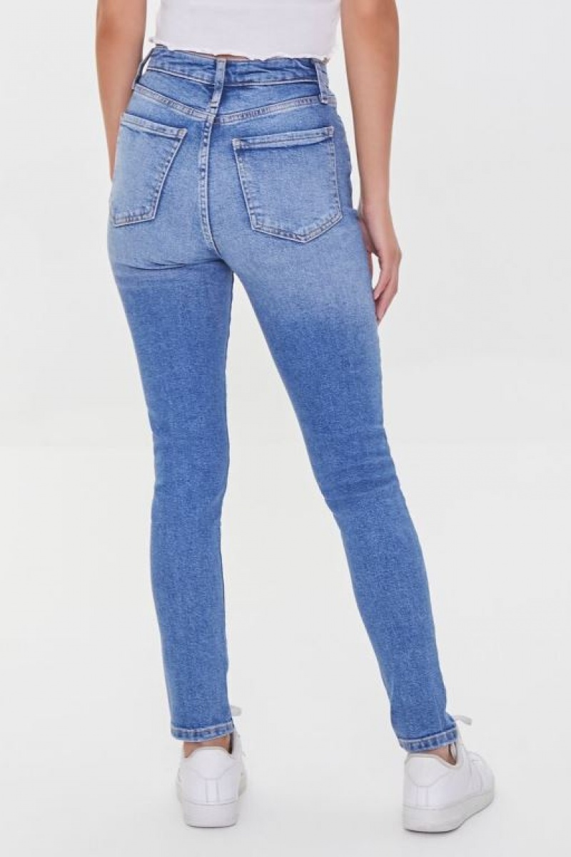 Jeans Forever 21 Recycled Cotton High Rise Flaco Mujer Azules | tg8LB9ZlS69