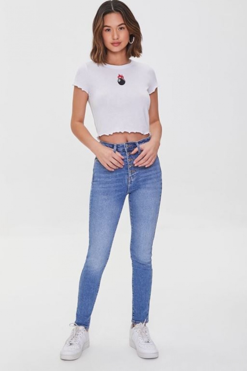 Jeans Forever 21 Recycled Cotton High Rise Flaco Mujer Azules | tg8LB9ZlS69