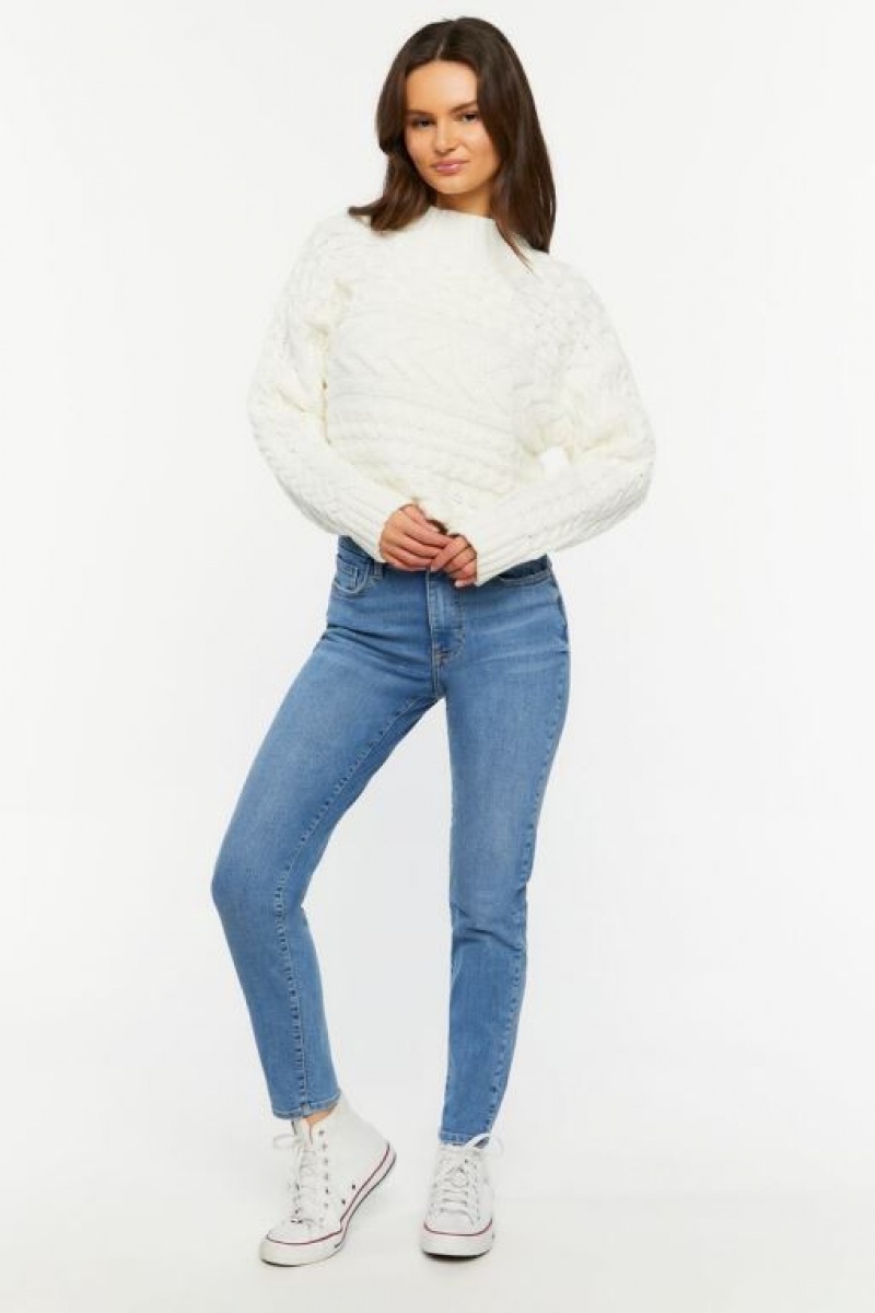 Jeans Forever 21 Recycled Cotton Mid Rise Flaco Mujer Azules | POXvoBvorKi