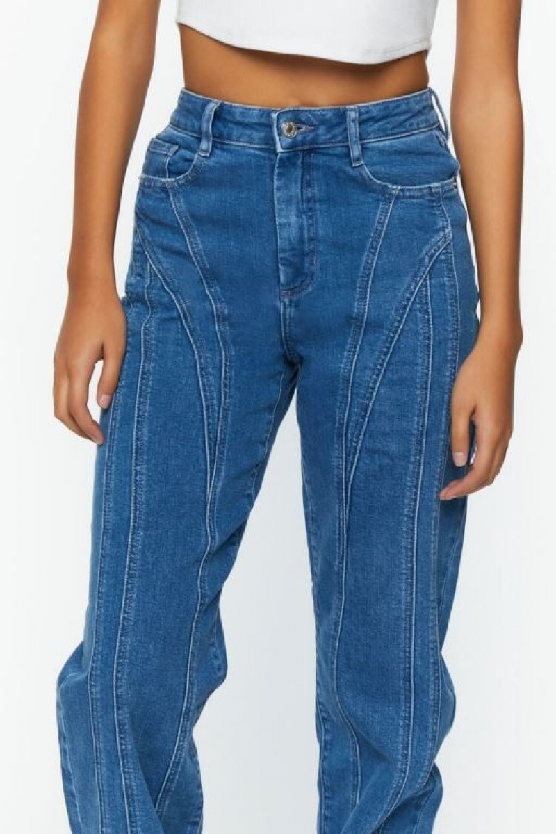 Jeans Forever 21 Recycled Cotton Seamed S Fit Mujer Azules | rSMY5OnLEaE