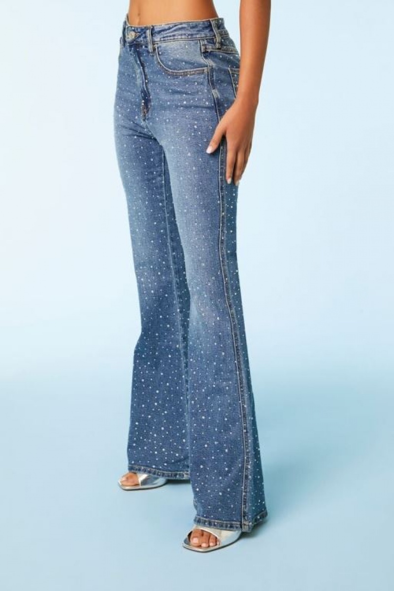 Jeans Forever 21 Rhinestone Flare Mujer Azules | xaHzUnED4SJ