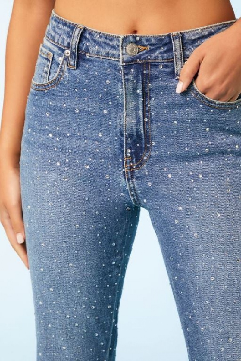 Jeans Forever 21 Rhinestone Flare Mujer Azules | xaHzUnED4SJ