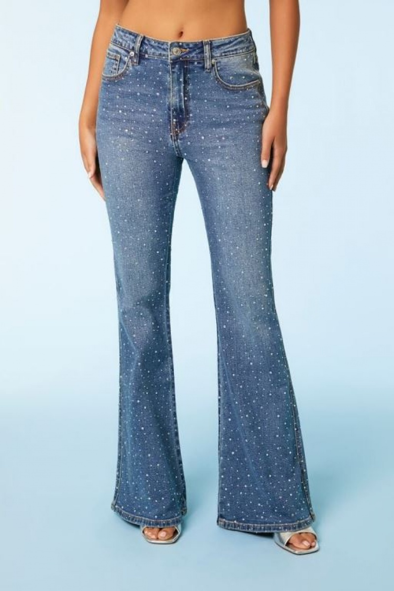 Jeans Forever 21 Rhinestone Flare Mujer Azules | xaHzUnED4SJ