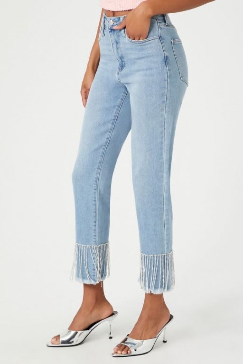 Jeans Forever 21 Rhinestone Fringe Ankle Mujer Azules | zZadAr8UWOV