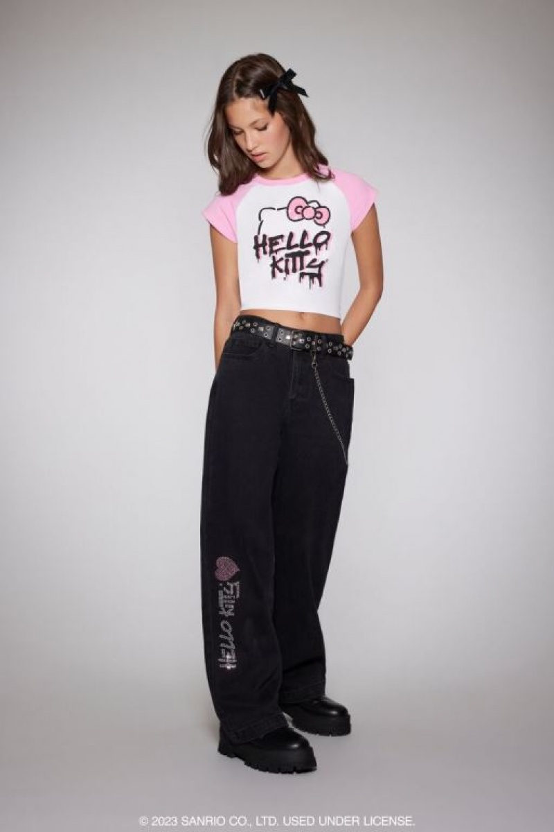 Jeans Forever 21 Rhinestone Hello Kitty Directo Mujer Negras Multicolor | tTZkpDPAynw