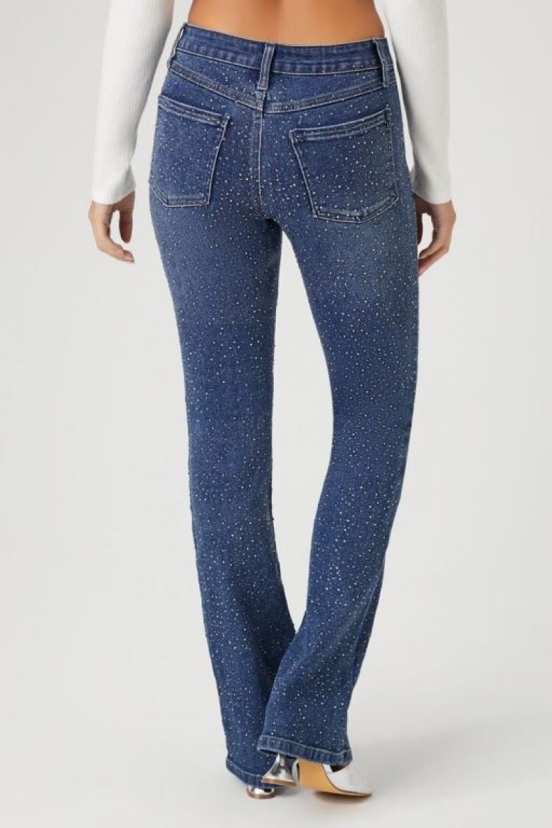 Jeans Forever 21 Rhinestone Mid Rise Bootcut Mujer Azules Oscuro | gijYVC56I1h