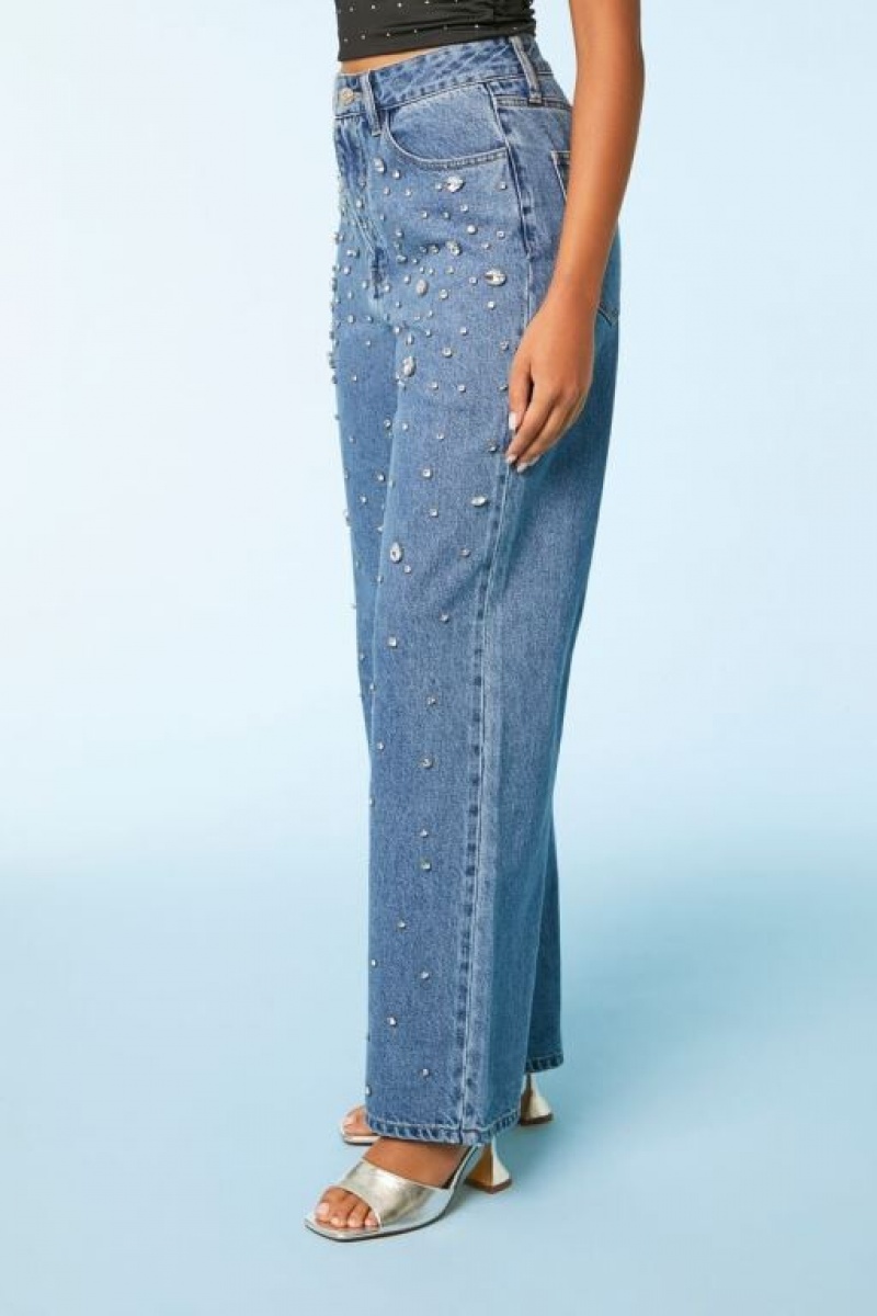 Jeans Forever 21 Rhinestone S Fit Mujer Azules | zUZ9ddnXftU