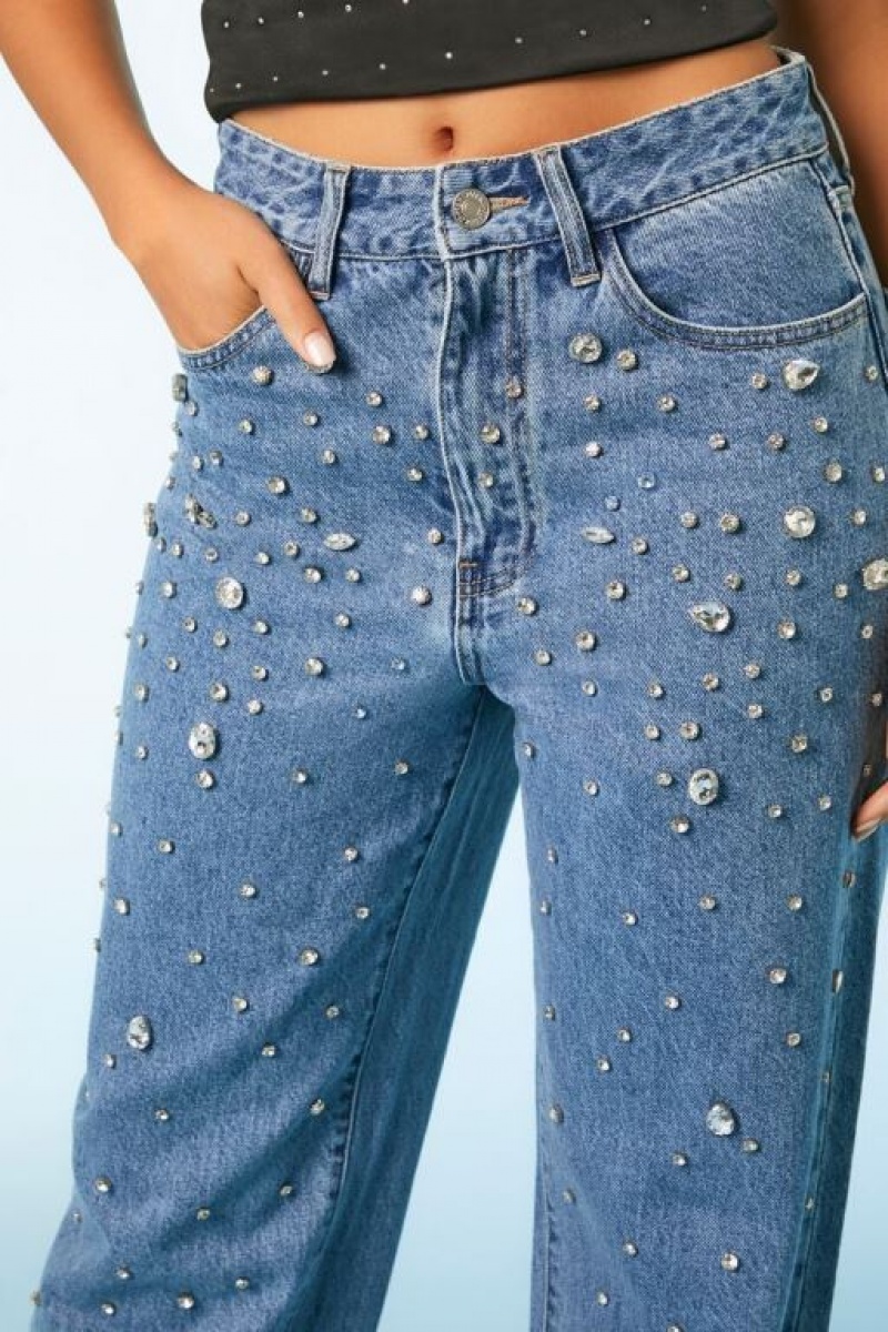 Jeans Forever 21 Rhinestone S Fit Mujer Azules | zUZ9ddnXftU