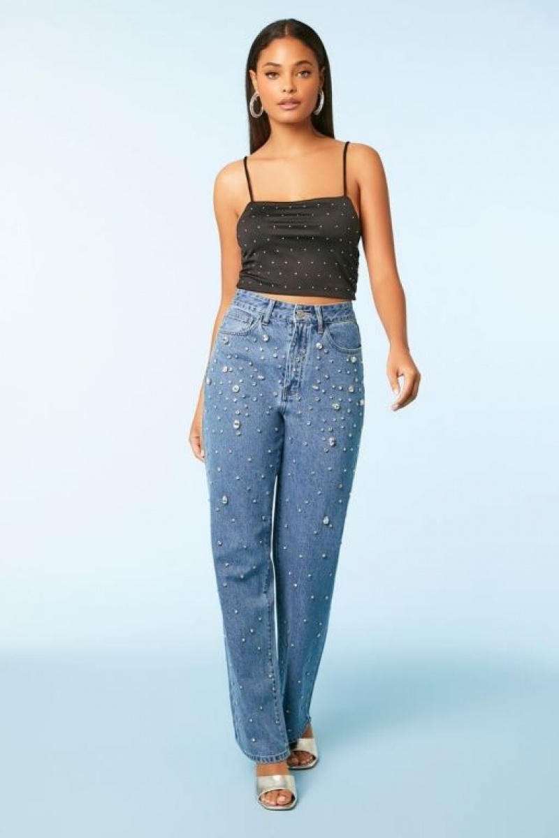 Jeans Forever 21 Rhinestone S Fit Mujer Azules | zUZ9ddnXftU