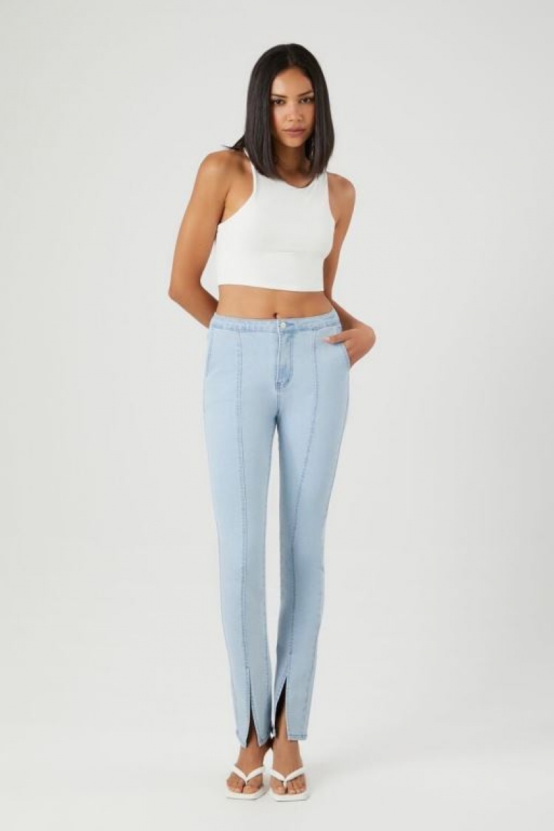 Jeans Forever 21 Seamed Split Hem Directo Mujer Azules Claro | MIGFRIX4i1C