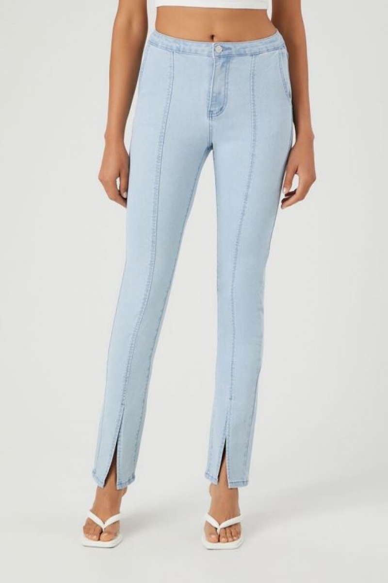 Jeans Forever 21 Seamed Split Hem Directo Mujer Azules Claro | MIGFRIX4i1C