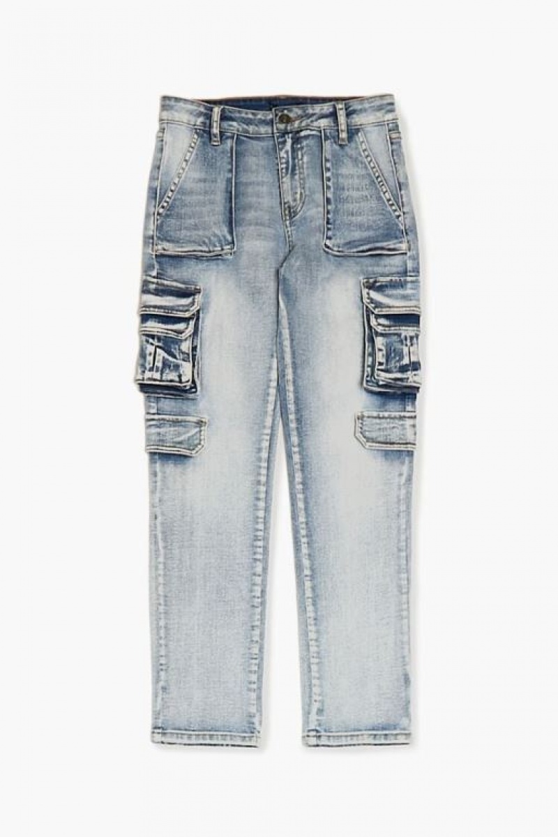 Jeans Forever 21 Slim Fit Cargo Girls Boys Niños Azules Claro | sUfEvTIRDKZ