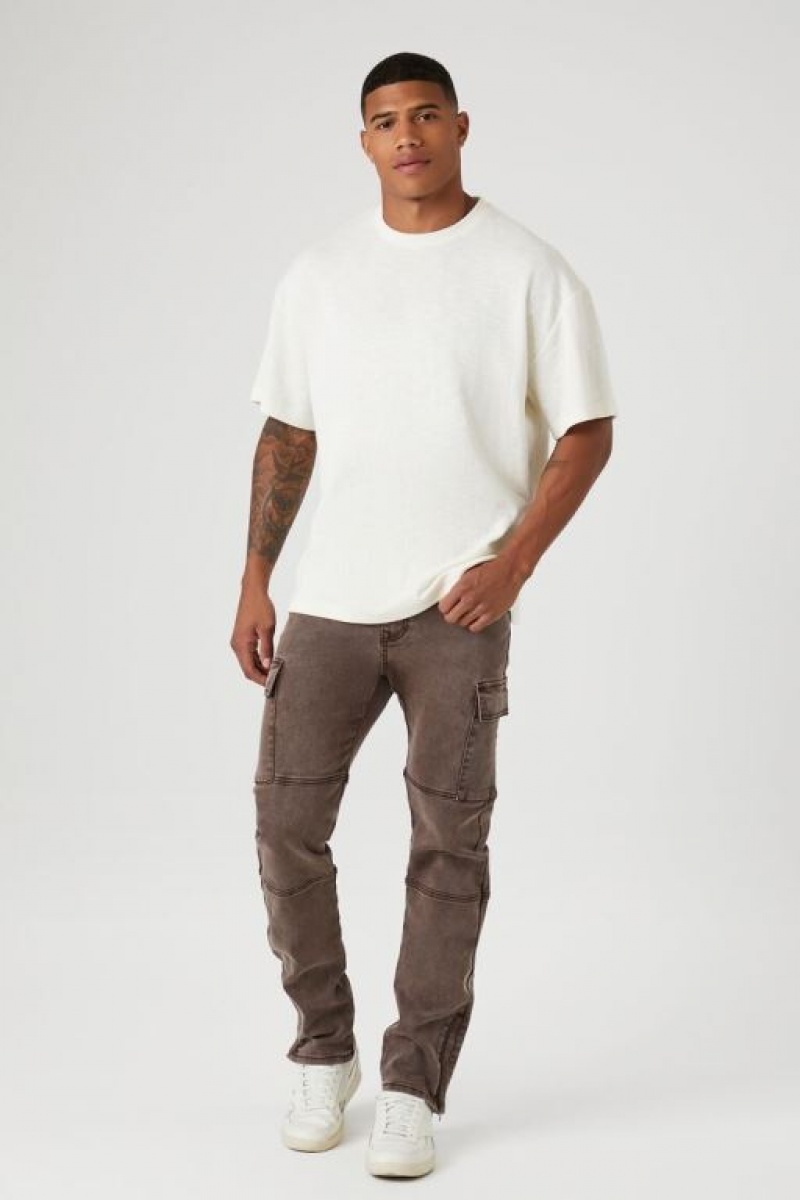 Jeans Forever 21 Slim Fit Cargo Hombre Cocoa | lmDeIcIcpJX