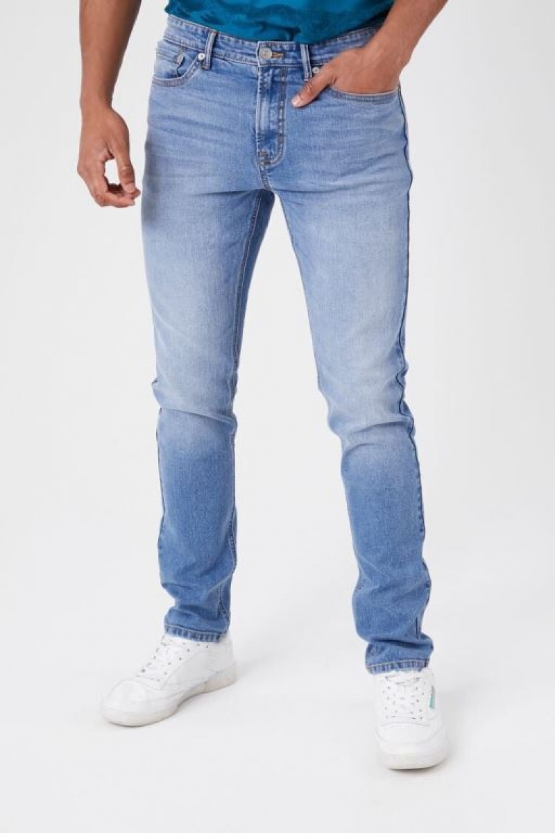 Jeans Forever 21 Stone Wash Flaco Hombre Azules | HFJxbNIjkhp