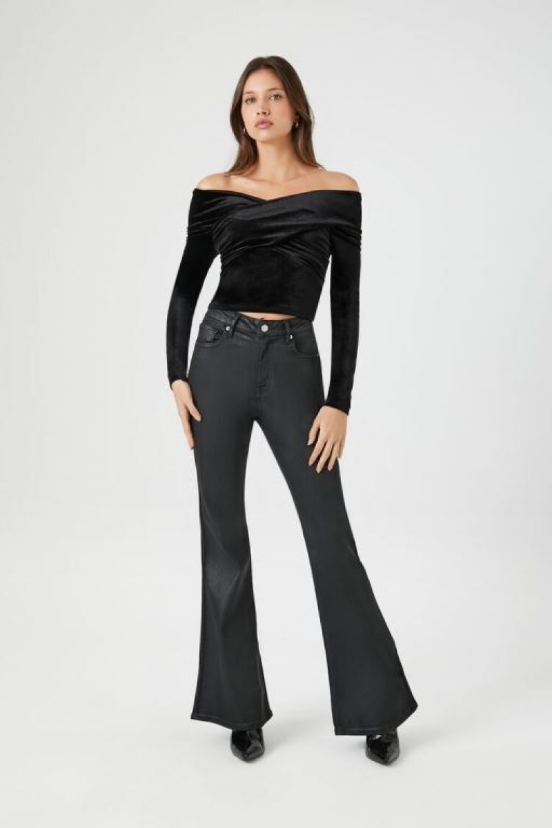 Jeans Forever 21 Stone Wash Flare Mujer Negras | XWwysrgkIiS