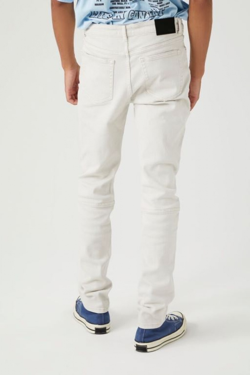 Jeans Forever 21 Stretch Denim Cargo Hombre Creme | oFnbYL3cuH5