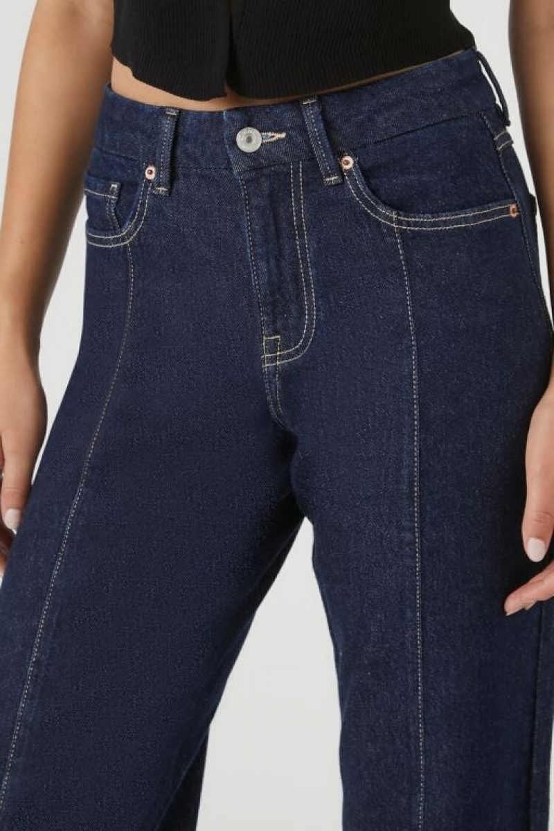 Jeans Forever 21 Stretch Denim Directo Mujer Azules Oscuro | jH5xnEVrvU9