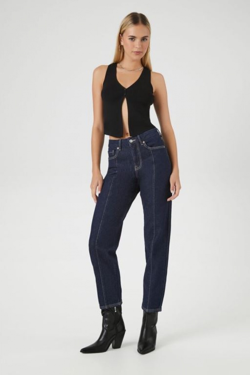 Jeans Forever 21 Stretch Denim Directo Mujer Azules Oscuro | jH5xnEVrvU9