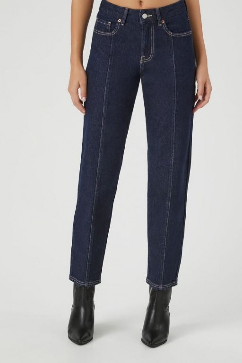 Jeans Forever 21 Stretch Denim Directo Mujer Azules Oscuro | jH5xnEVrvU9