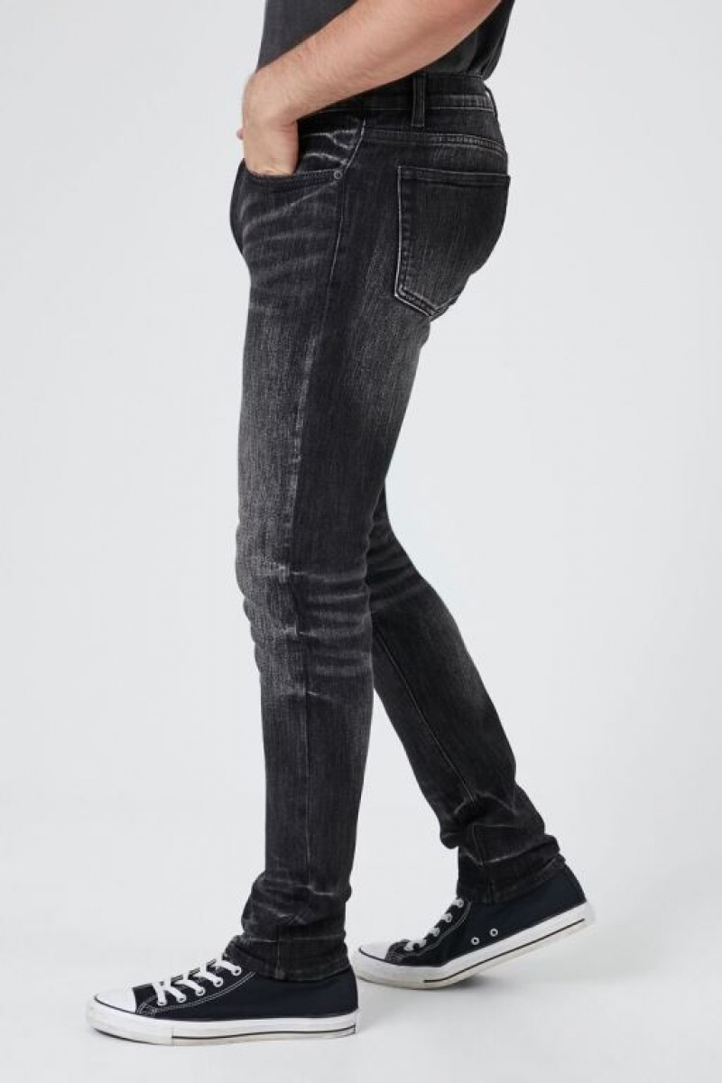 Jeans Forever 21 Stretch Denim Flaco Hombre Negras | RxWGEH6lVl4