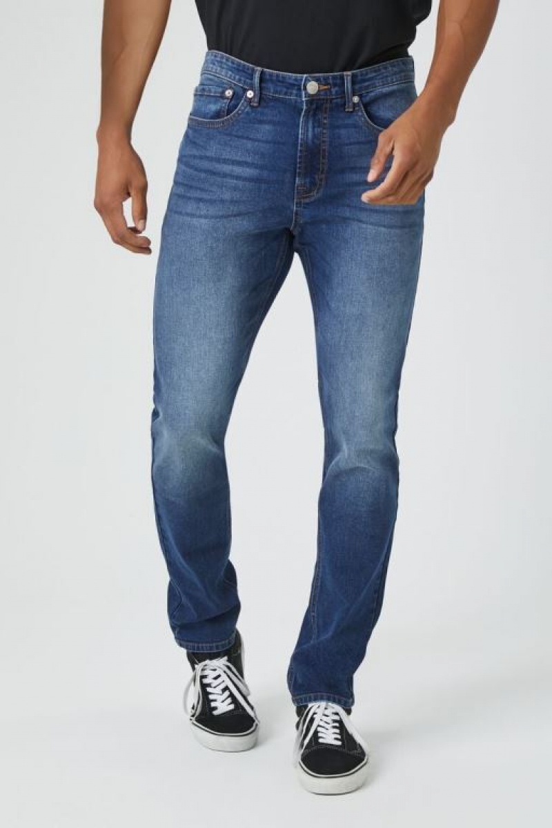 Jeans Forever 21 Stretch Denim Flaco Hombre Azules Oscuro | rFSspQVwRFU