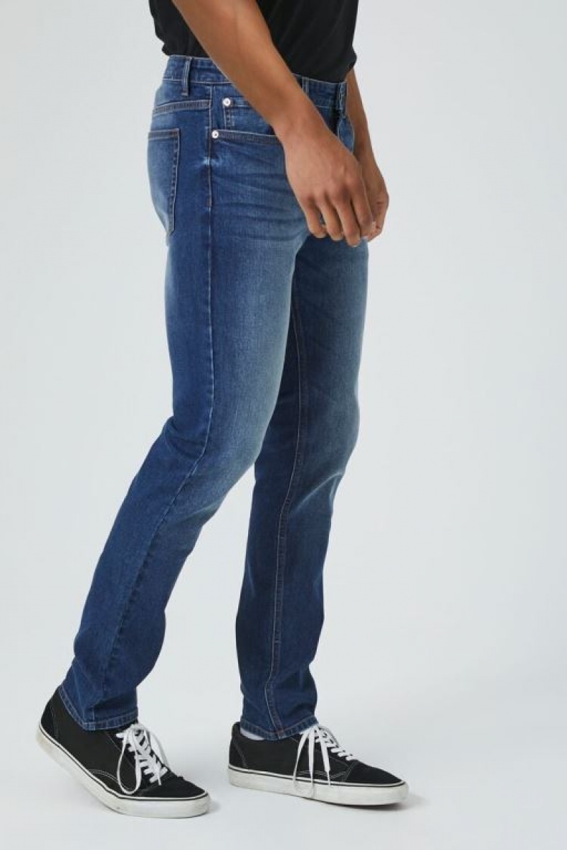 Jeans Forever 21 Stretch Denim Flaco Hombre Azules Oscuro | rFSspQVwRFU