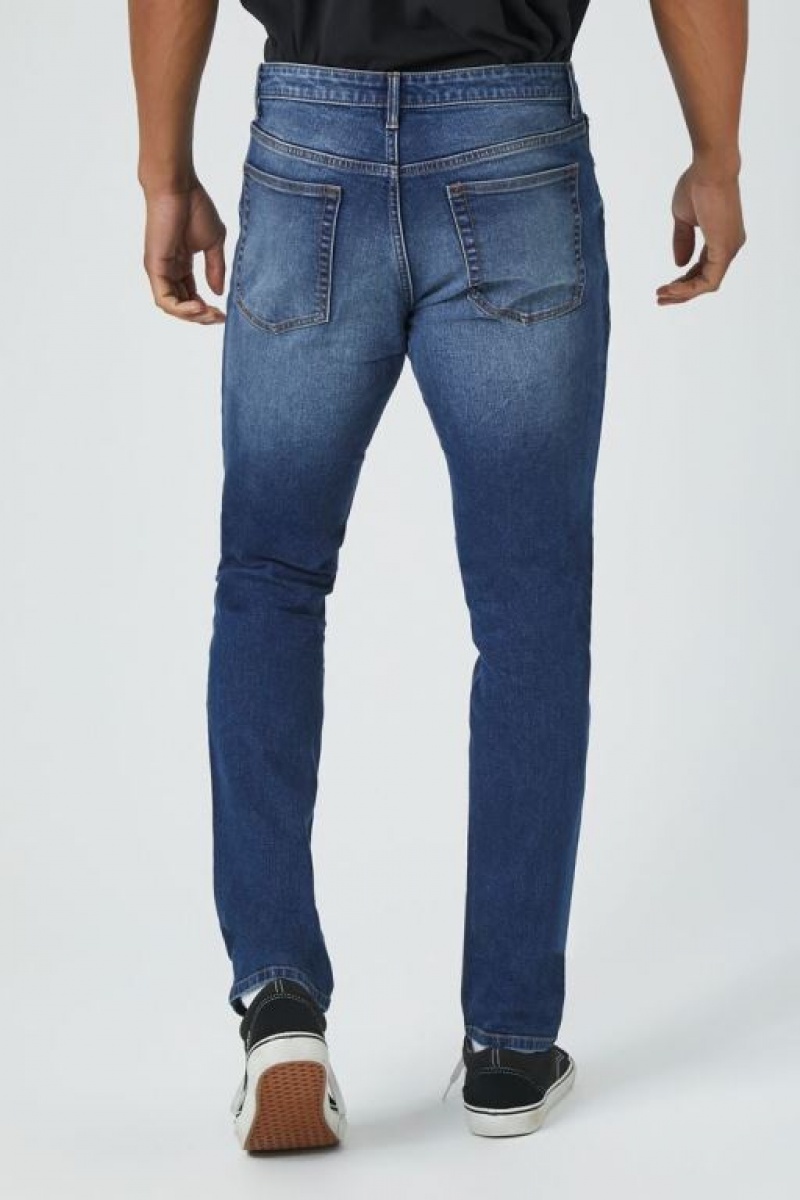 Jeans Forever 21 Stretch Denim Flaco Hombre Azules Oscuro | rFSspQVwRFU