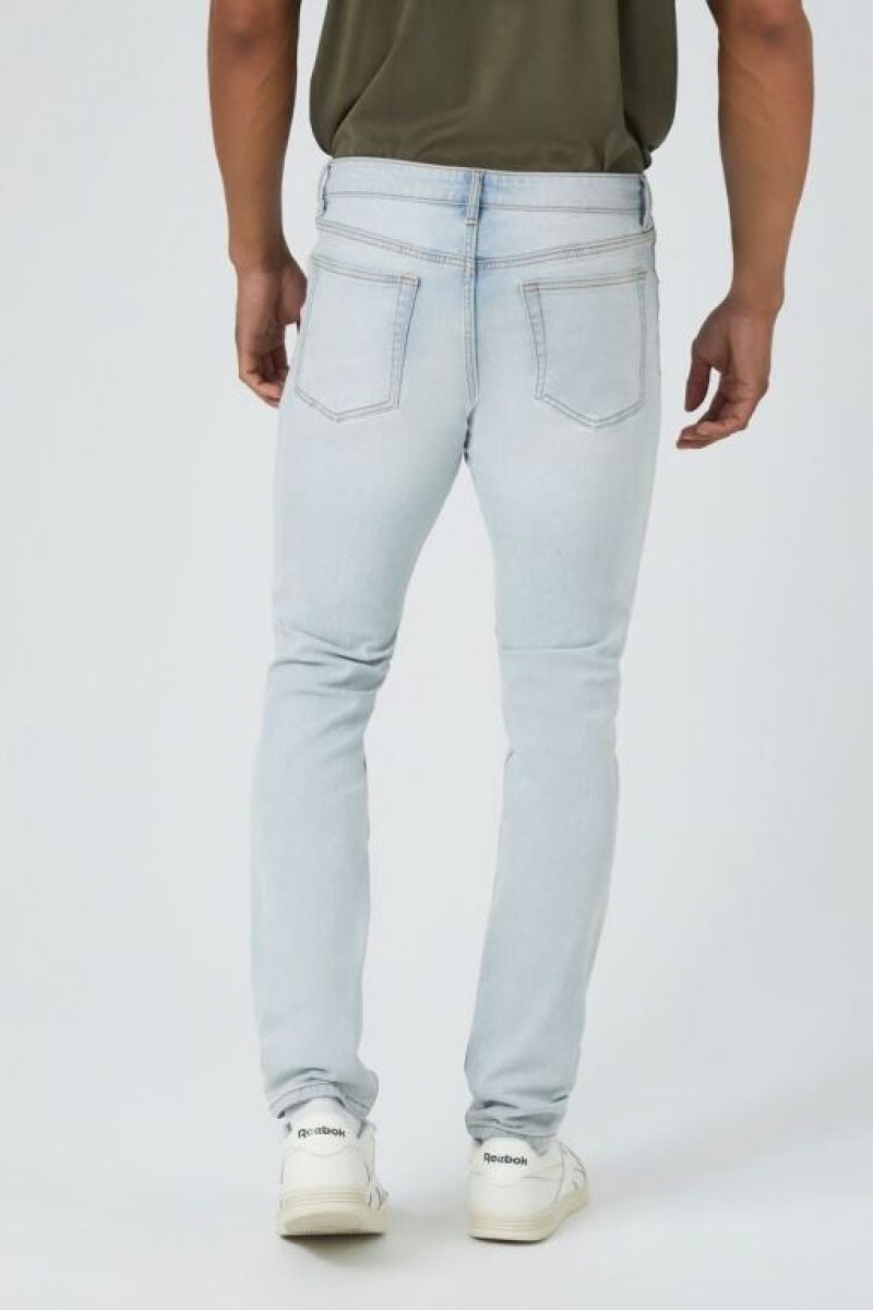 Jeans Forever 21 Stretch Denim Flaco Hombre Azules Claro | 8vIlqspni0T