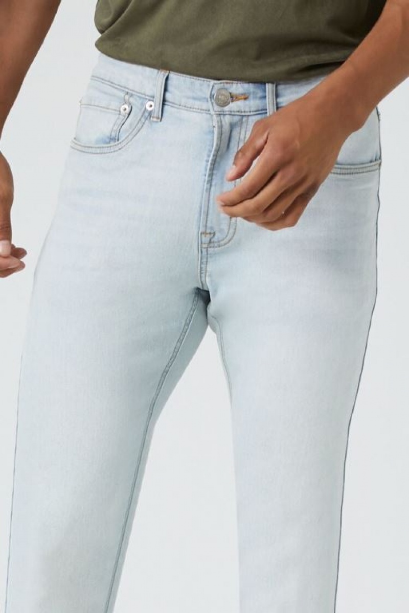 Jeans Forever 21 Stretch Denim Flaco Hombre Azules Claro | 8vIlqspni0T