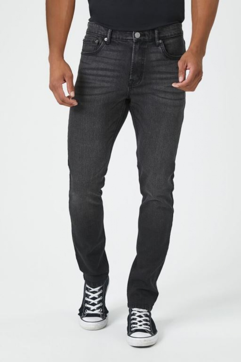 Jeans Forever 21 Stretch Denim Flaco Hombre Negras | ZcSXf6hhxIR