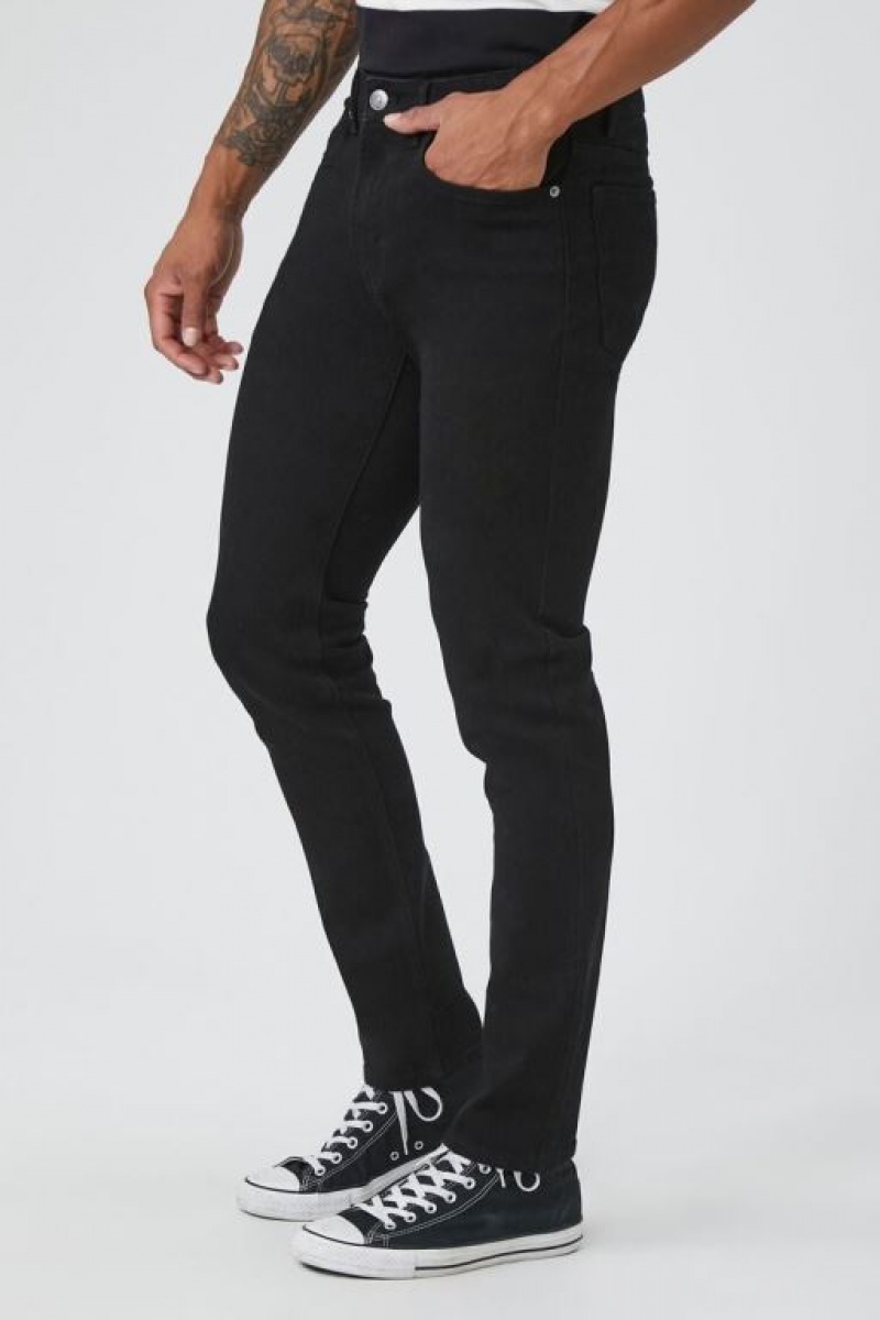 Jeans Forever 21 Stretch Denim Flaco Hombre Negras | 2mUCSH9Izge