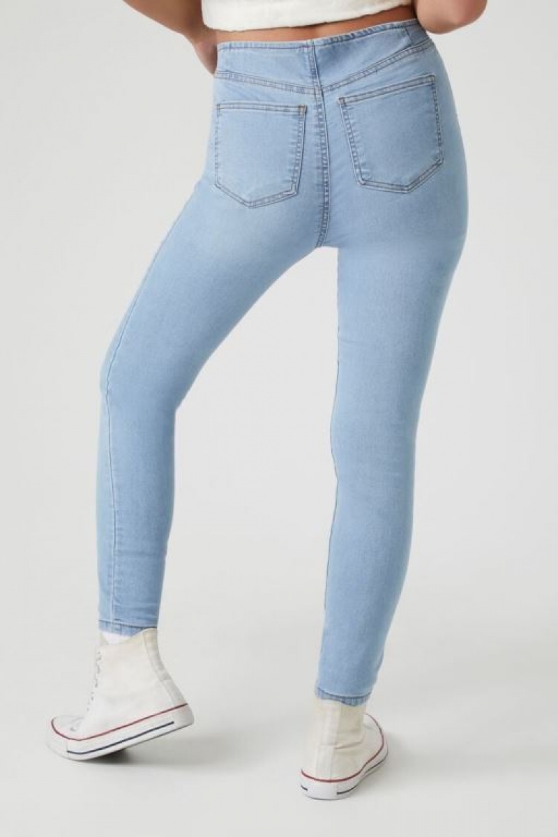 Jeans Forever 21 Stretch Denim Flaco Mujer Azules Claro | FlZQ5u8KWFu