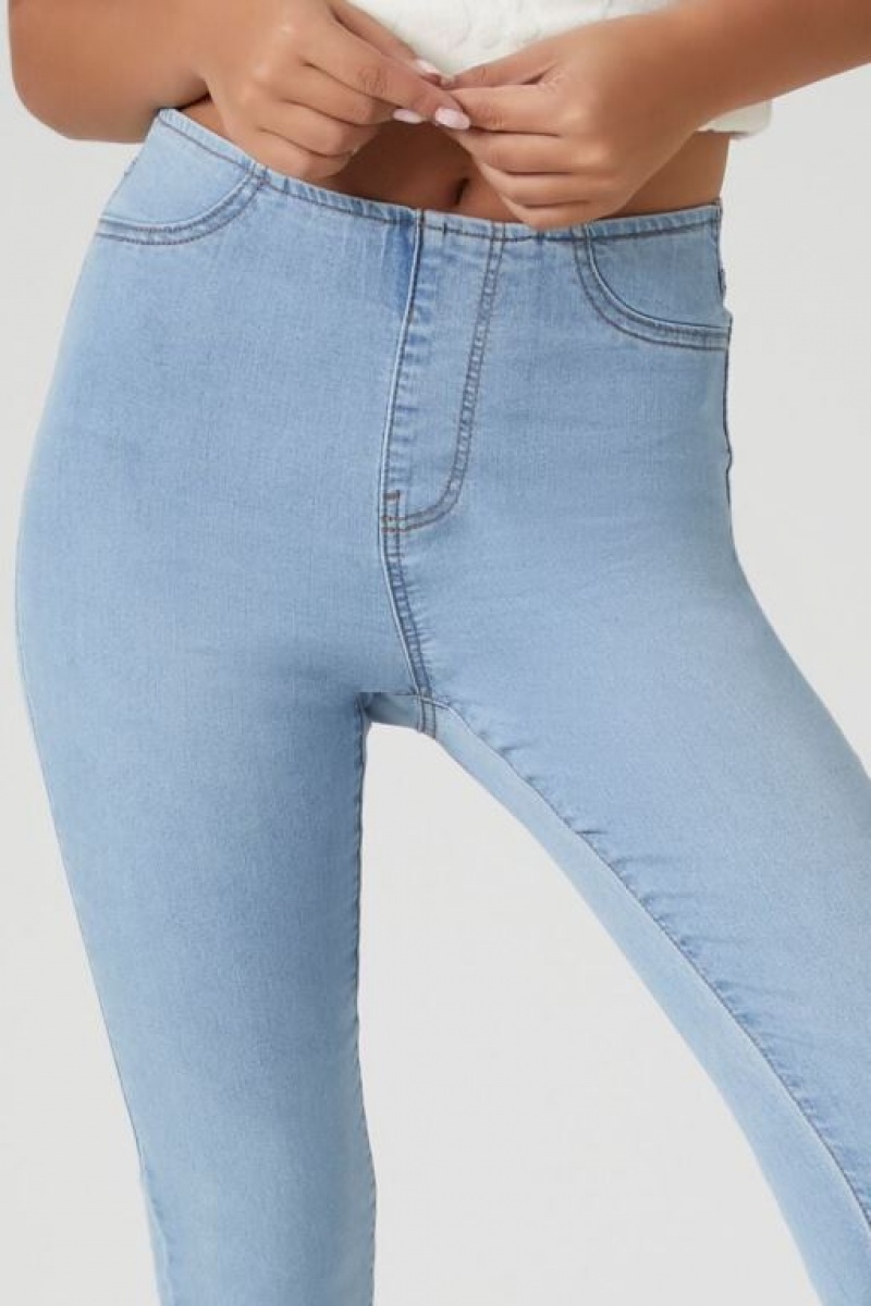 Jeans Forever 21 Stretch Denim Flaco Mujer Azules Claro | FlZQ5u8KWFu