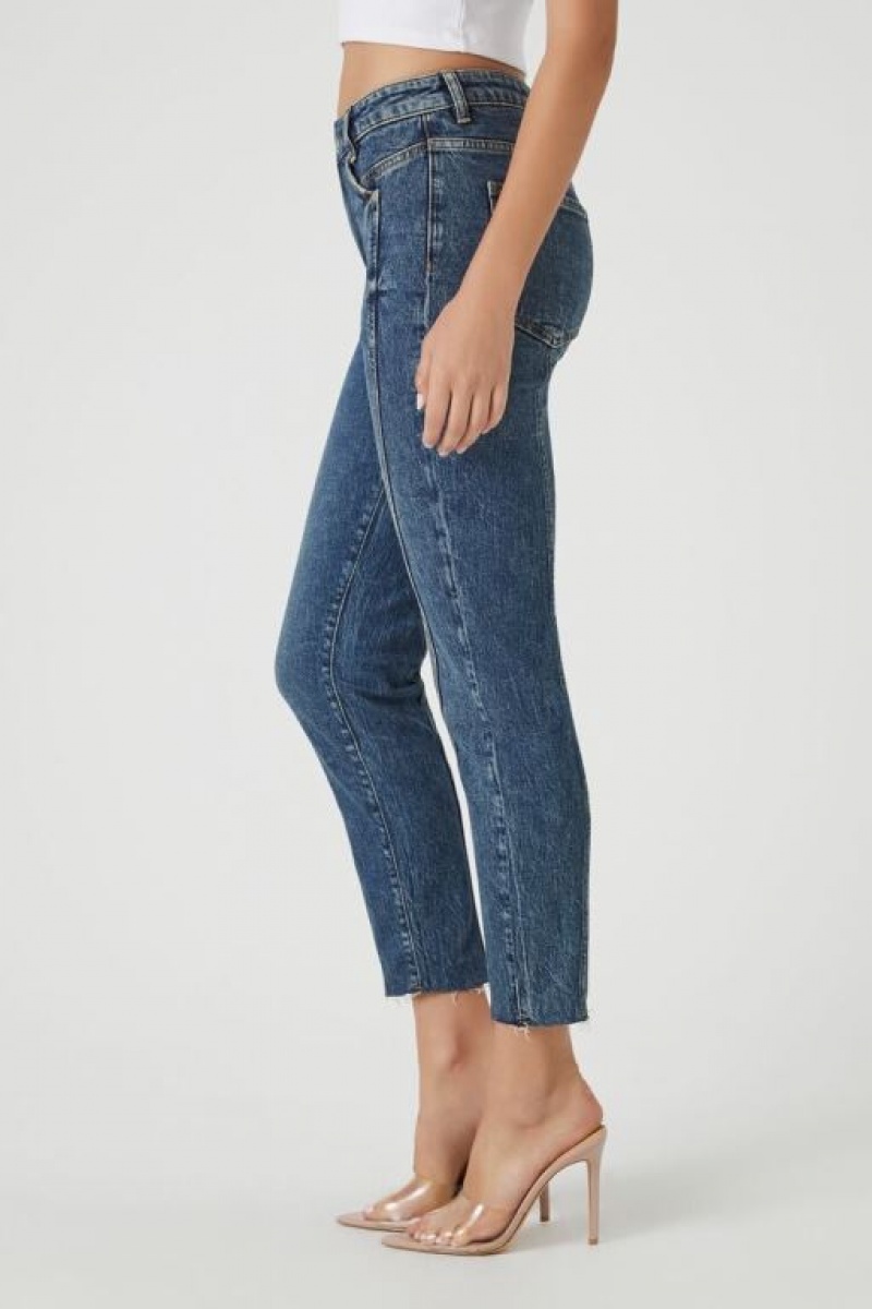 Jeans Forever 21 Stretch Denim Flaco Mujer Azules Oscuro | FdrQ8e8uVPN