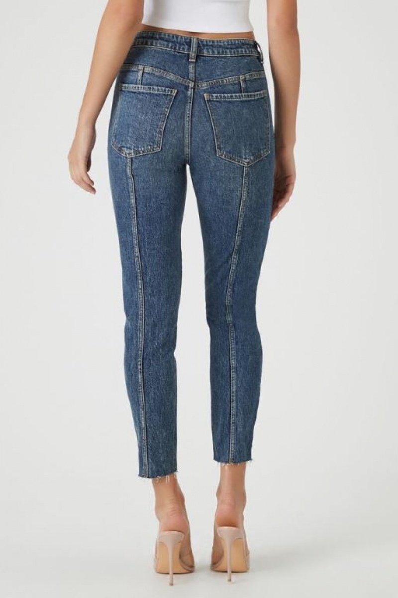 Jeans Forever 21 Stretch Denim Flaco Mujer Azules Oscuro | FdrQ8e8uVPN