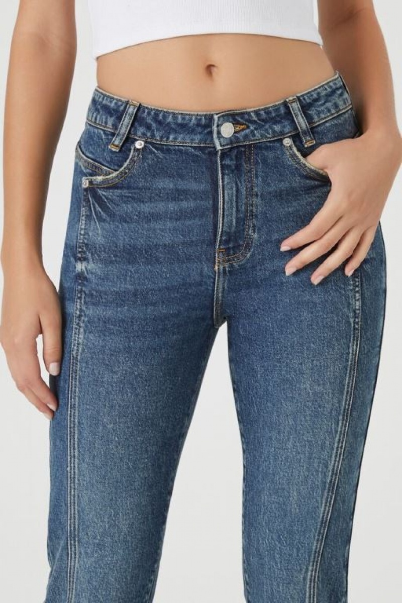 Jeans Forever 21 Stretch Denim Flaco Mujer Azules Oscuro | FdrQ8e8uVPN