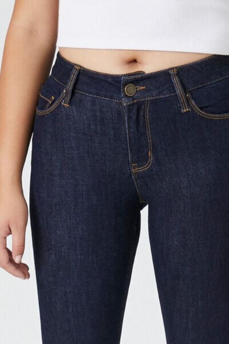 Jeans Forever 21 Stretch Denim Flaco Mujer Azules Oscuro | SKIA4x2LAHg