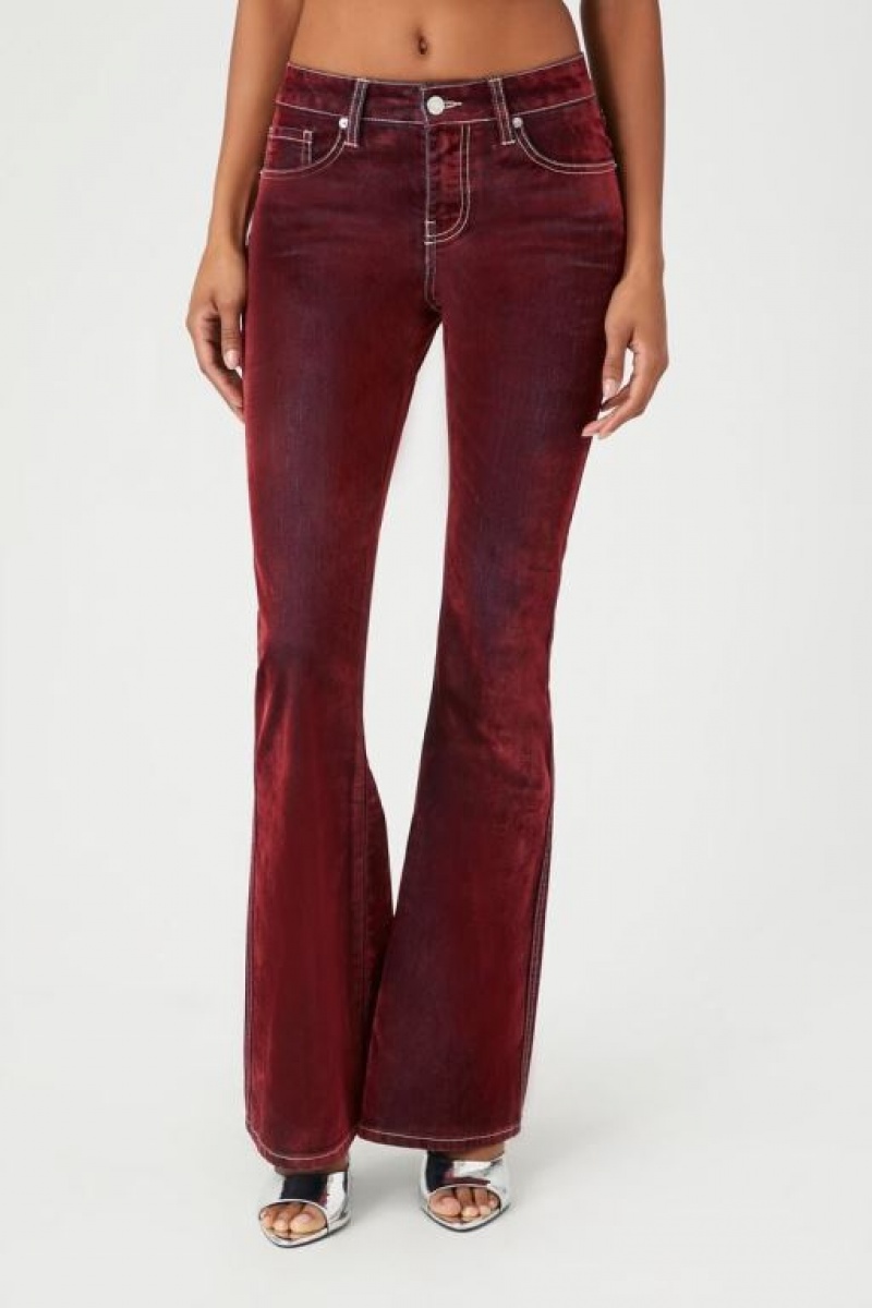 Jeans Forever 21 Stretch Denim Flare Mujer Burdeos | TootROUWqoD