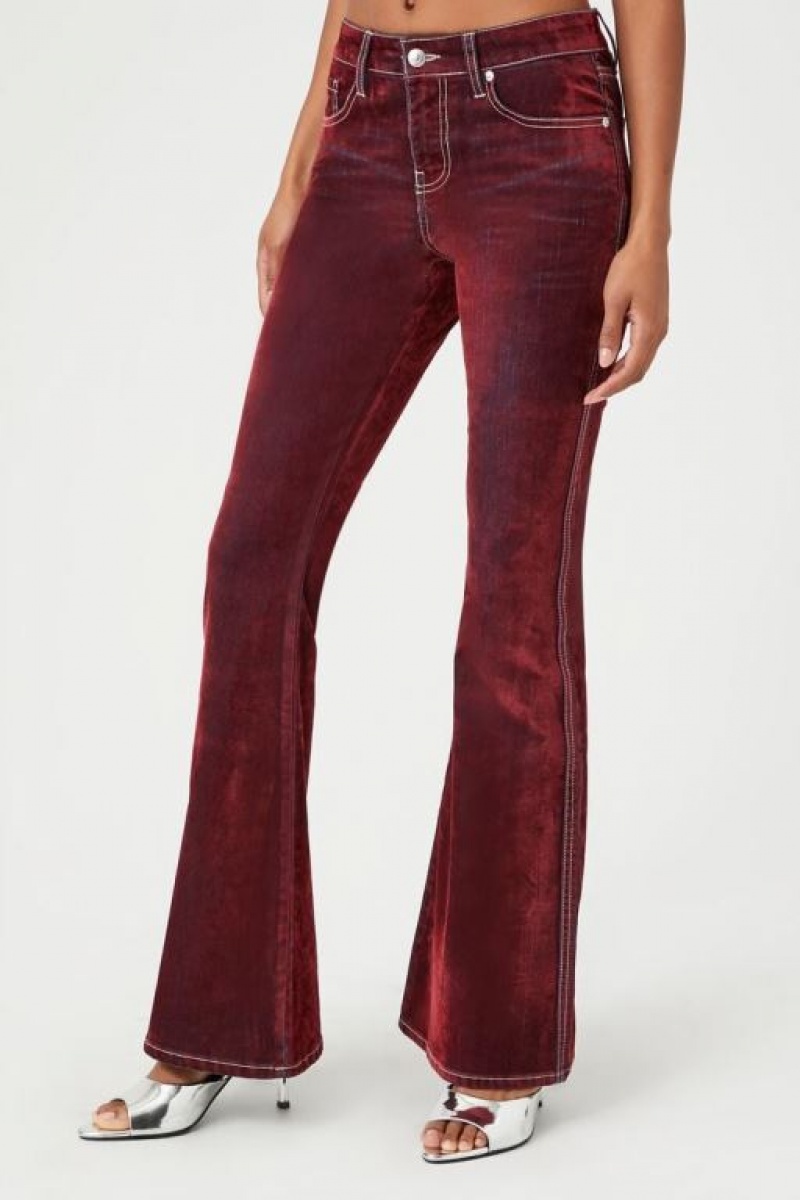 Jeans Forever 21 Stretch Denim Flare Mujer Burdeos | TootROUWqoD