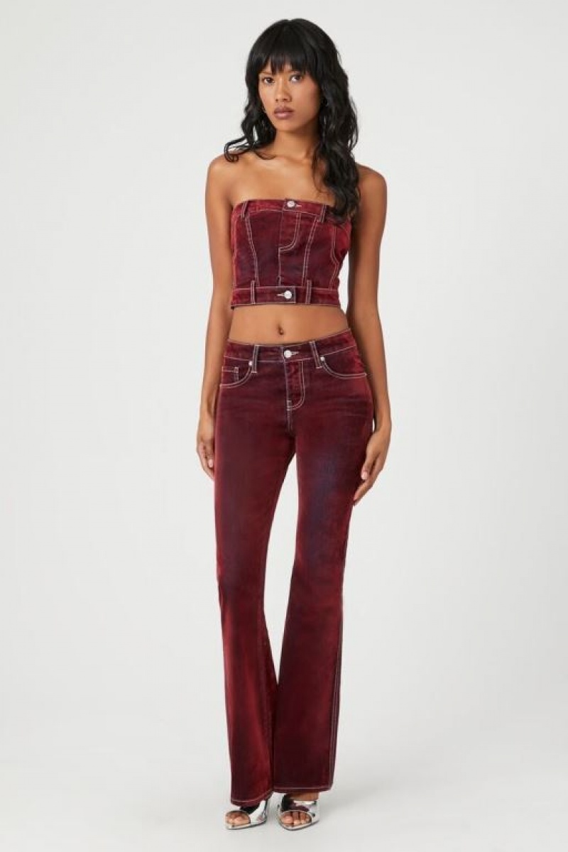 Jeans Forever 21 Stretch Denim Flare Mujer Burdeos | TootROUWqoD