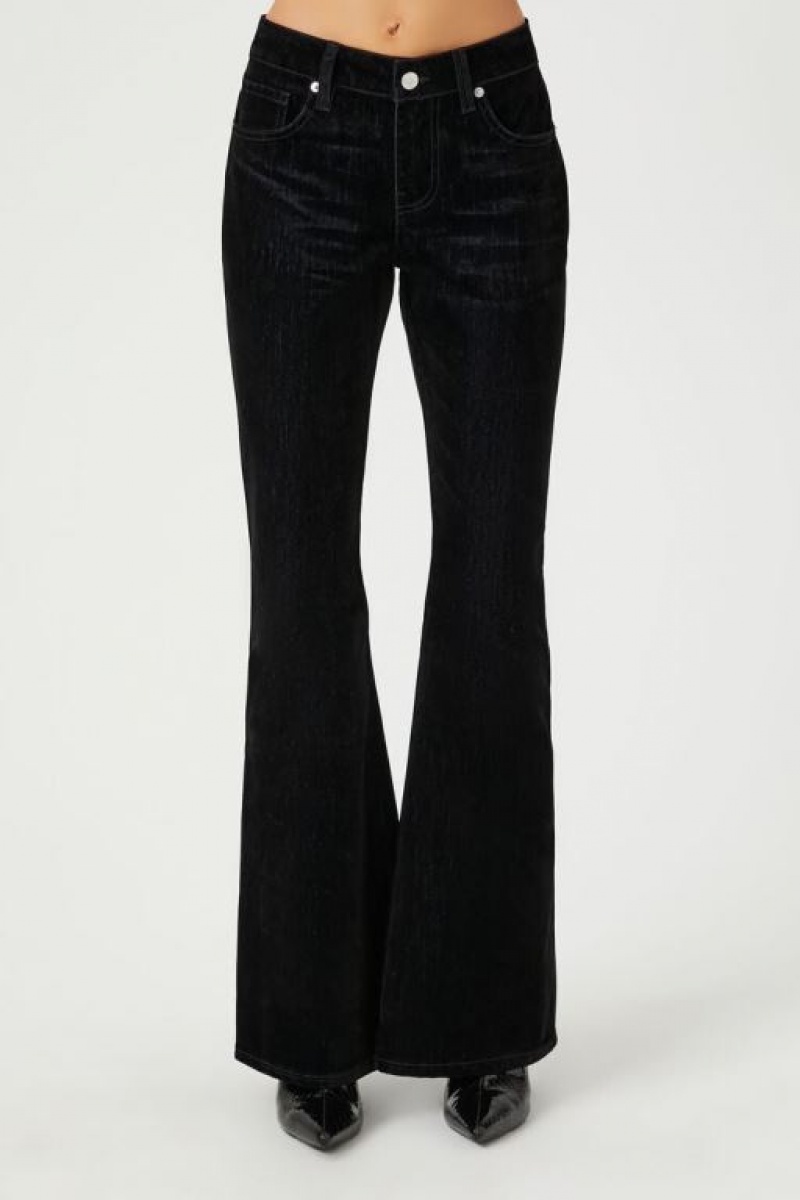 Jeans Forever 21 Stretch Denim Flare Mujer Negras | LZCRow55Hzo