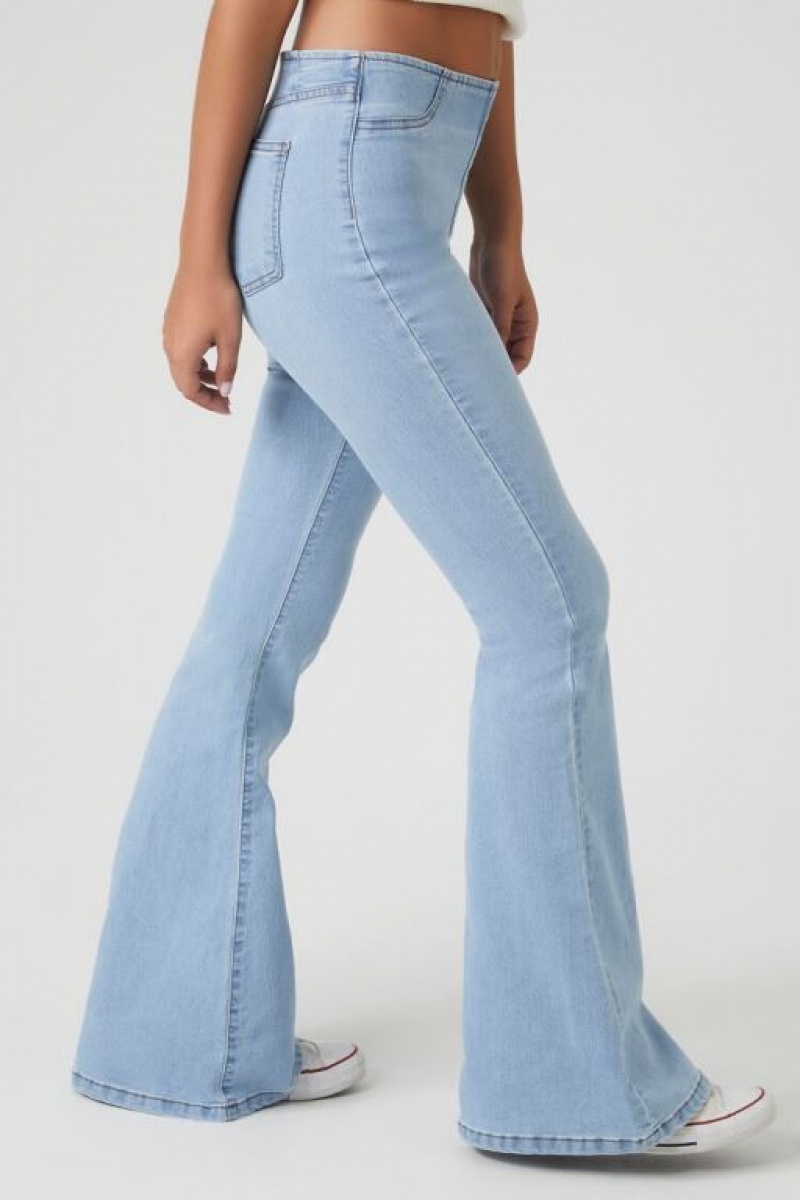 Jeans Forever 21 Stretch Denim Flare Mujer Azules Claro | cShqtf8VsGA