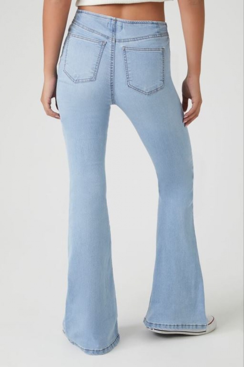 Jeans Forever 21 Stretch Denim Flare Mujer Azules Claro | cShqtf8VsGA