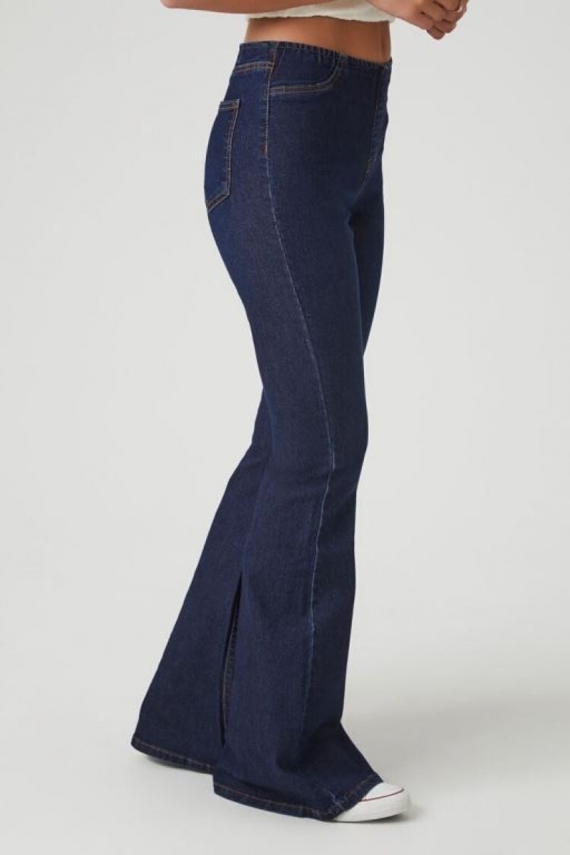 Jeans Forever 21 Stretch Denim Flare Mujer Azules Oscuro | sw8HewP4Eth