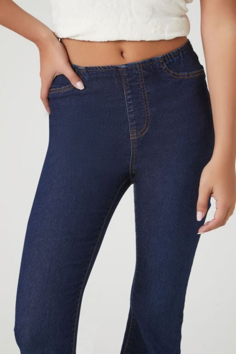 Jeans Forever 21 Stretch Denim Flare Mujer Azules Oscuro | sw8HewP4Eth